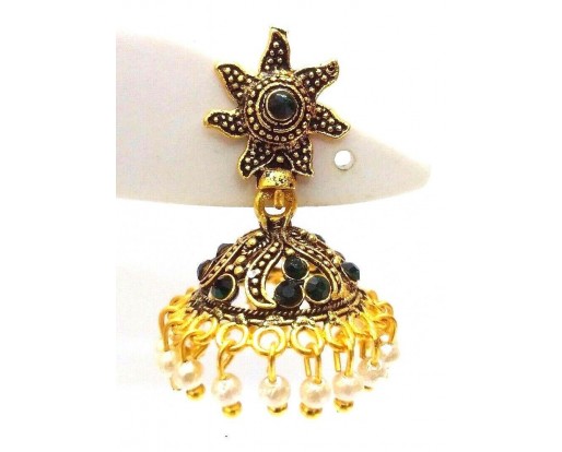 Golden Oxidized Earrings Jhumka Jhumki Imitation Jewelry Drop Dangle Long E33